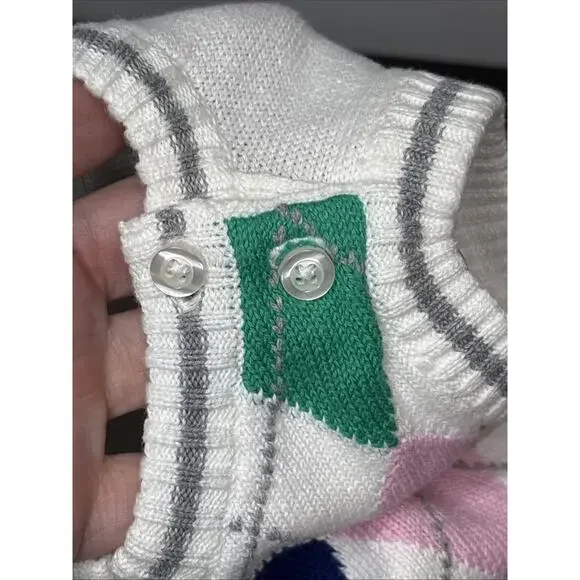 Children’s Place Argyle Sweater Vest Easter Pastels 100% Cotton Size 6-9 Months - Picture 4 of 6